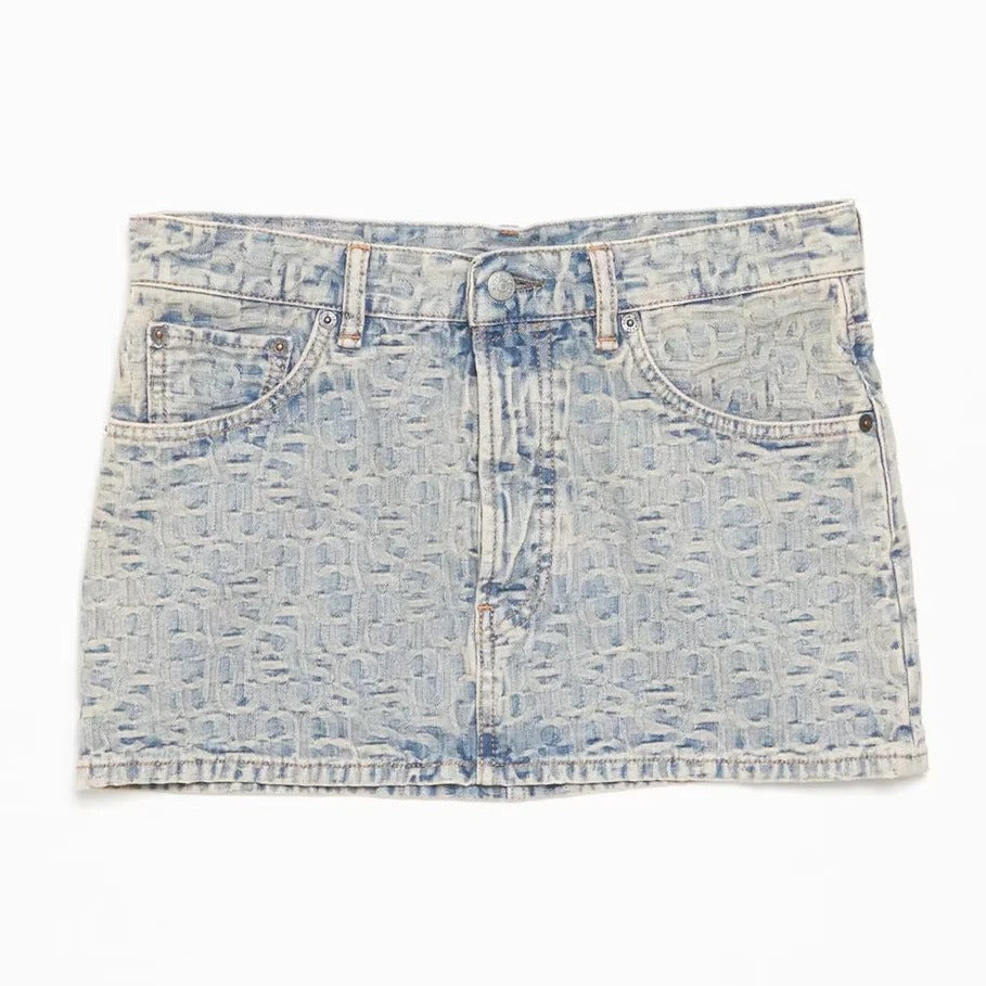 Monogram Washed Denim Mini Skirt
