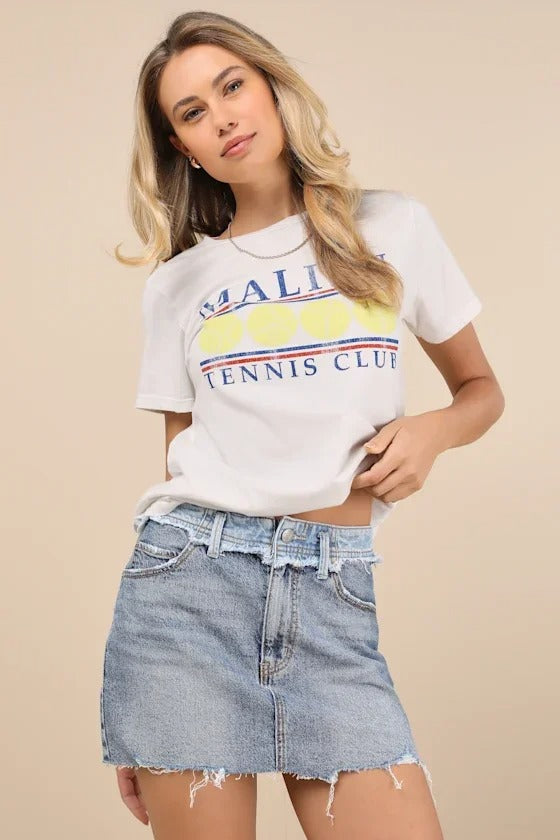 Distressed Cut-Out Denim Mini Skirt