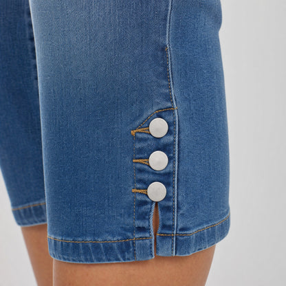 Mid Blue Stretch Denim Knee-Length Jeans