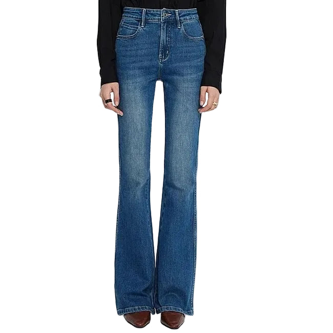 Mid Blue High-Waist Flared Jeans