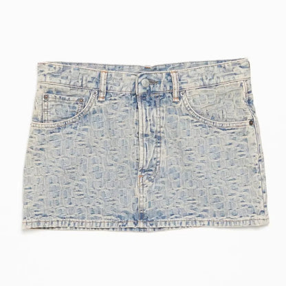 Monogram Washed Denim Mini Skirt