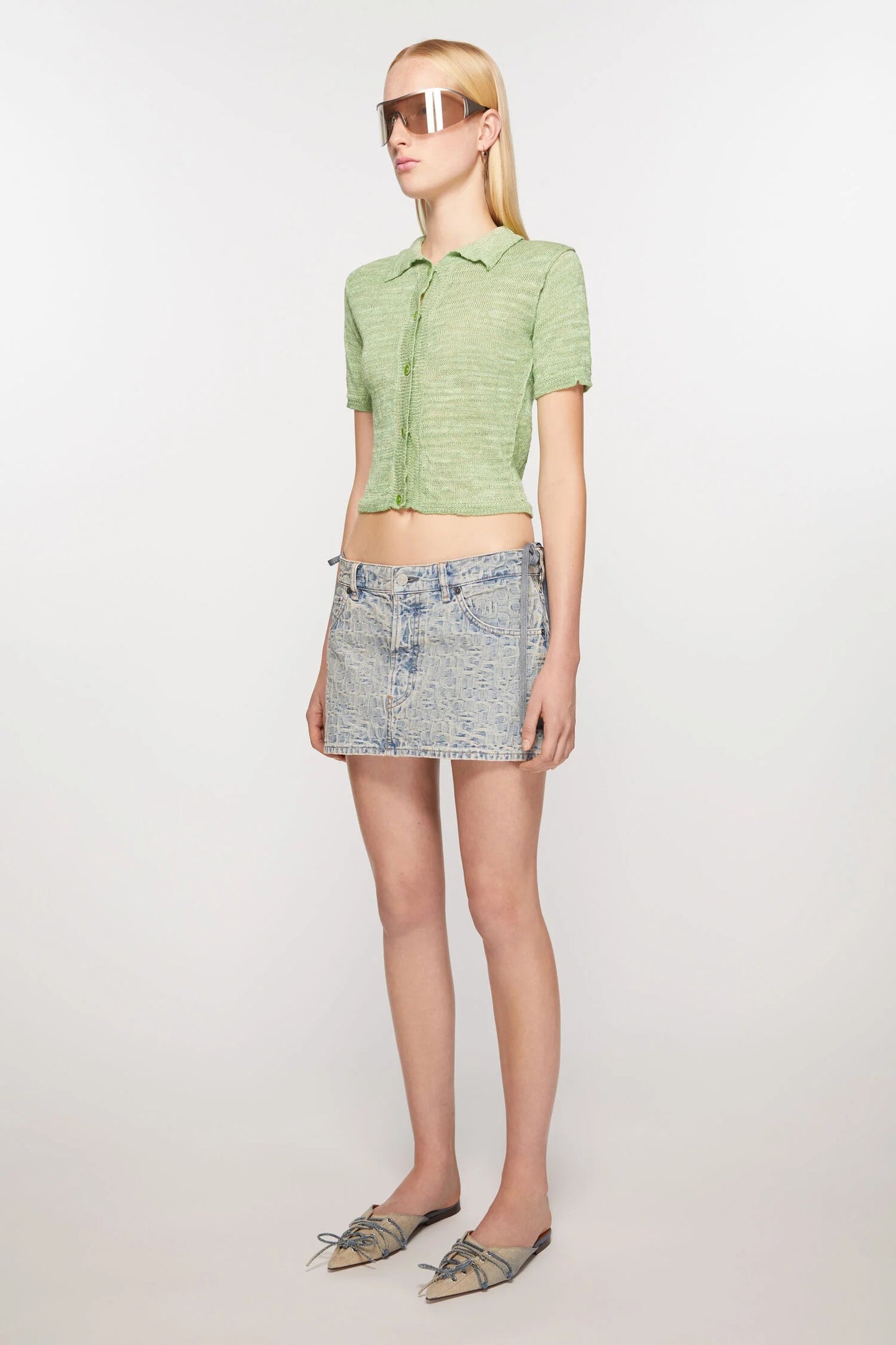 Monogram Washed Denim Mini Skirt
