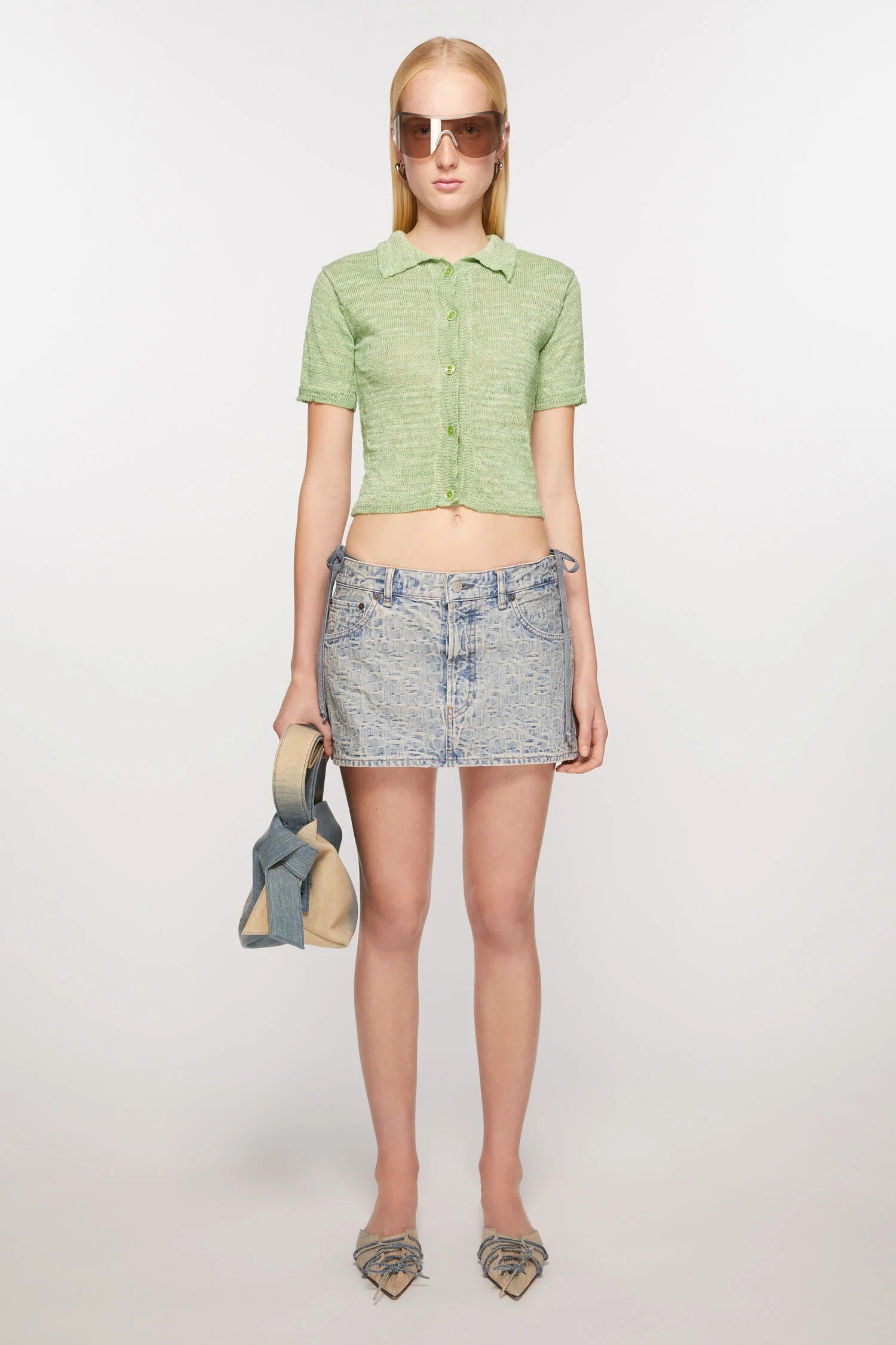 Monogram Washed Denim Mini Skirt