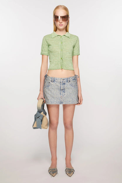 Monogram Washed Denim Mini Skirt